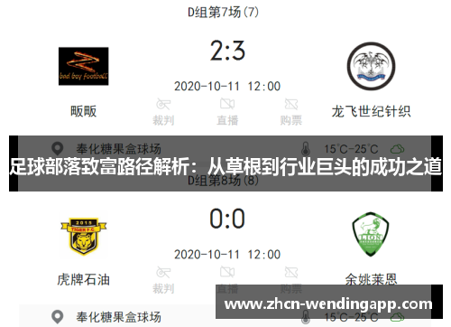 足球部落致富路径解析:从草根到行业巨头的成功之道 足球部落致富路径解析:从草根到行业巨头的成功之道